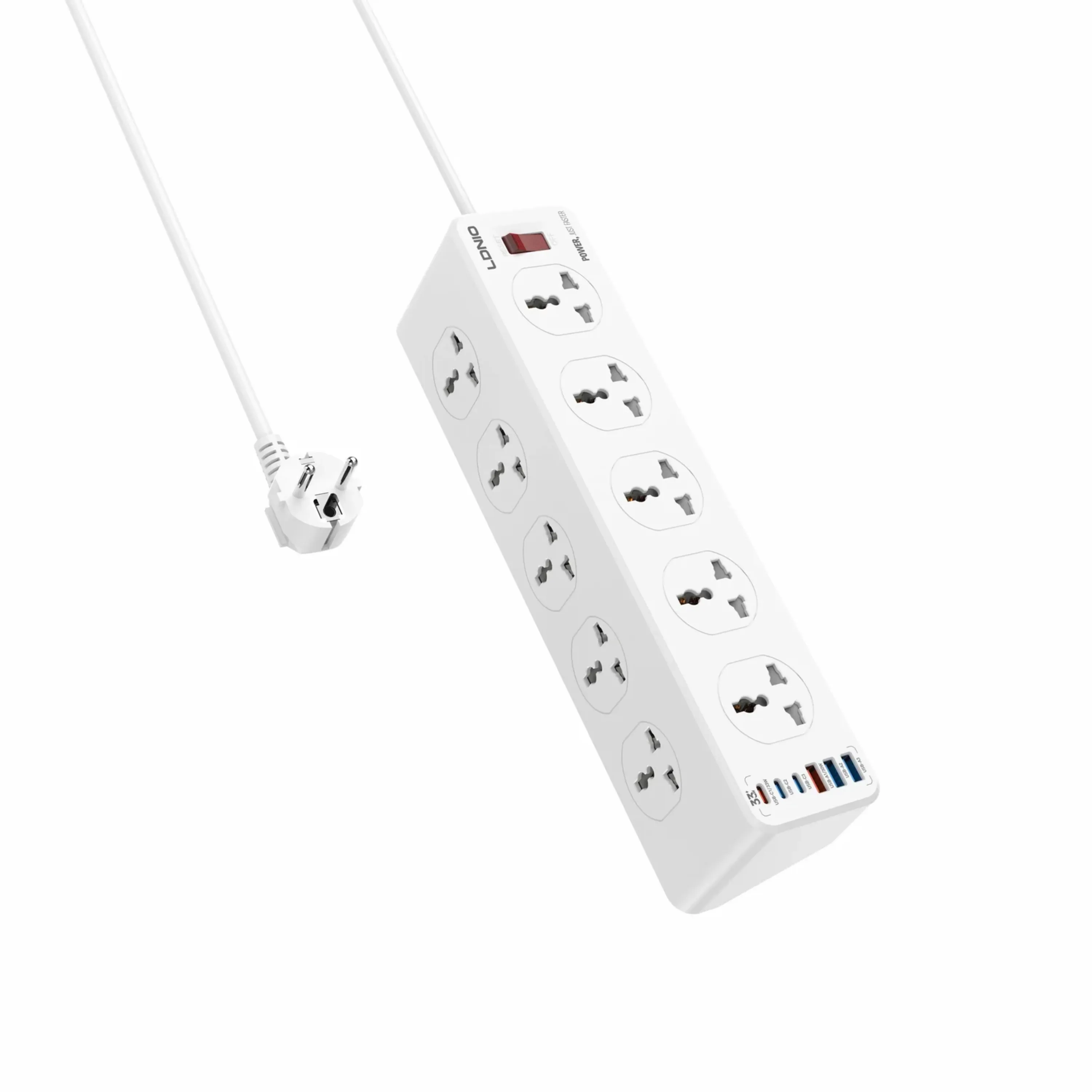 10 راهی برق الدینو 3 عدد USB و 3 عدد تایپ سی مدل SC10610-C